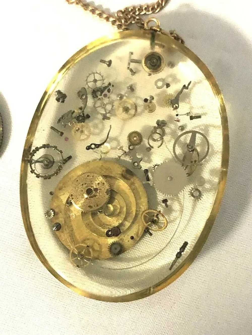 RARE 1960's Lucite Embedded Watch or Clock Parts … - image 3