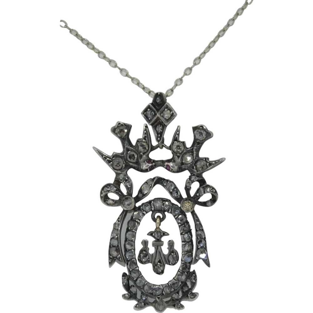 Georgian Rose Cut Diamond St. Esprit Dove Pendant - image 1