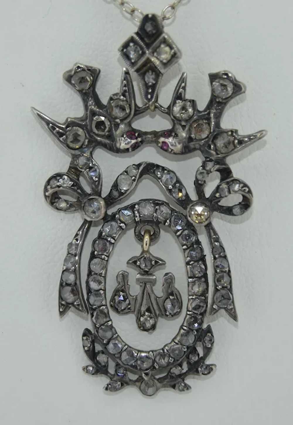 Georgian Rose Cut Diamond St. Esprit Dove Pendant - image 2