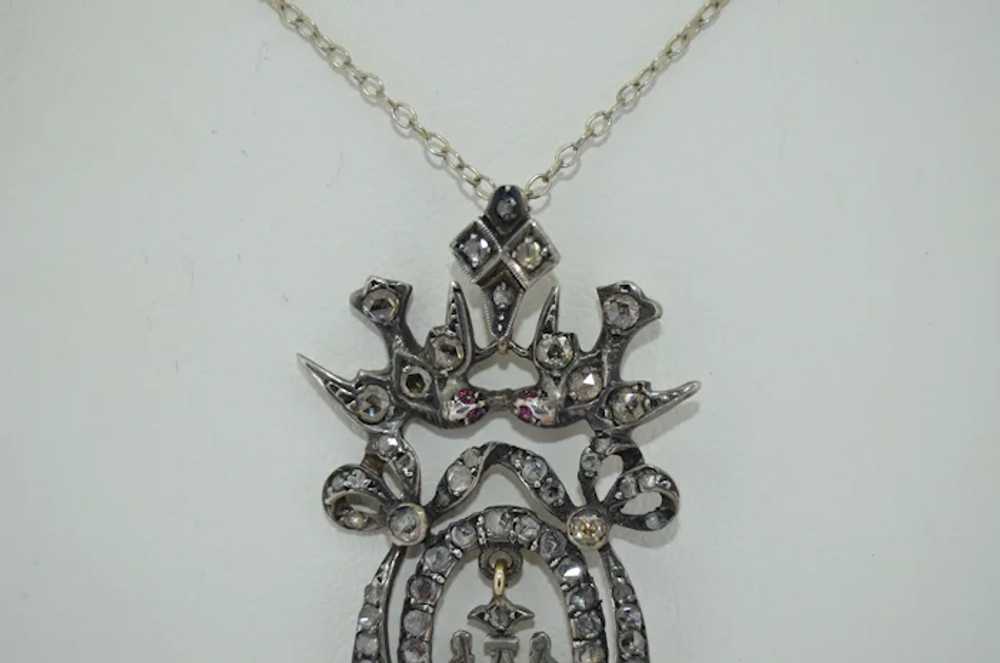 Georgian Rose Cut Diamond St. Esprit Dove Pendant - image 6