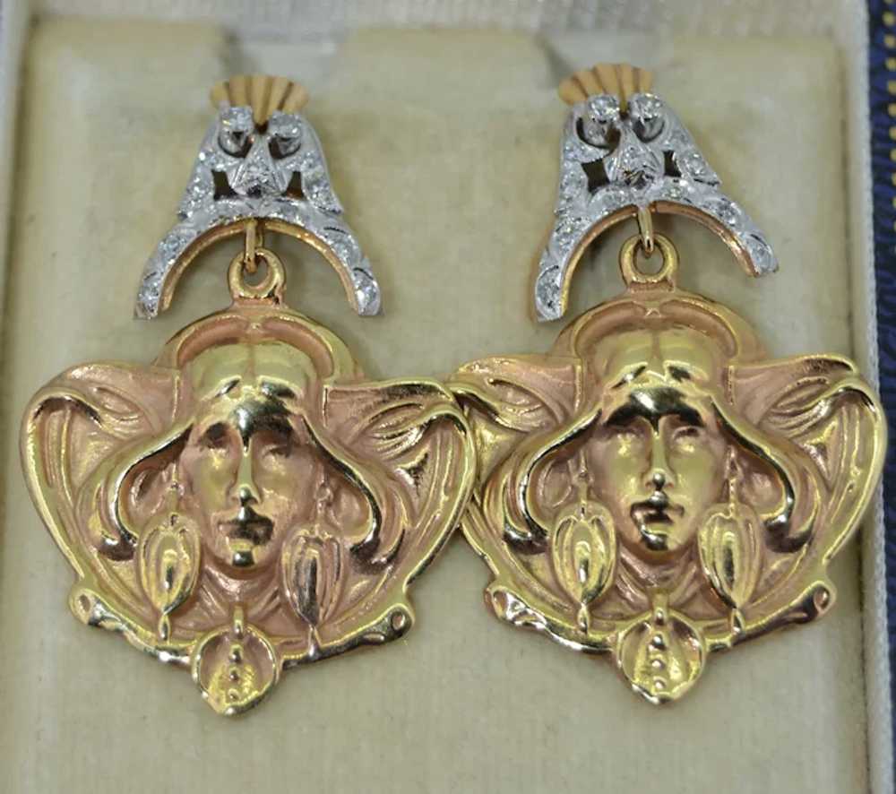 Art Nouveau & Art Deco 18K Earrings - image 5