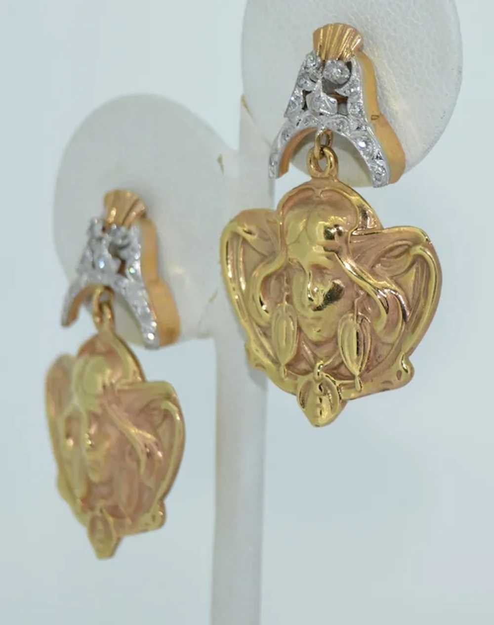 Art Nouveau & Art Deco 18K Earrings - image 6