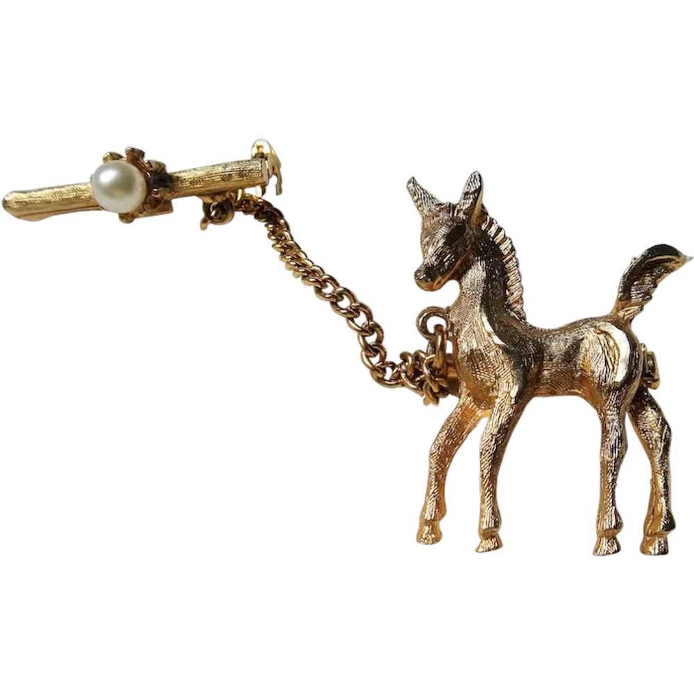 SWEET Vintage CORO Chatelaine Horse Pin,Pony Broo… - image 1