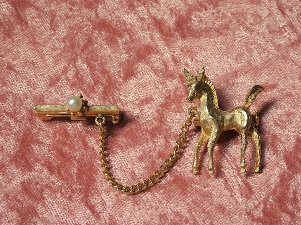 SWEET Vintage CORO Chatelaine Horse Pin,Pony Broo… - image 3