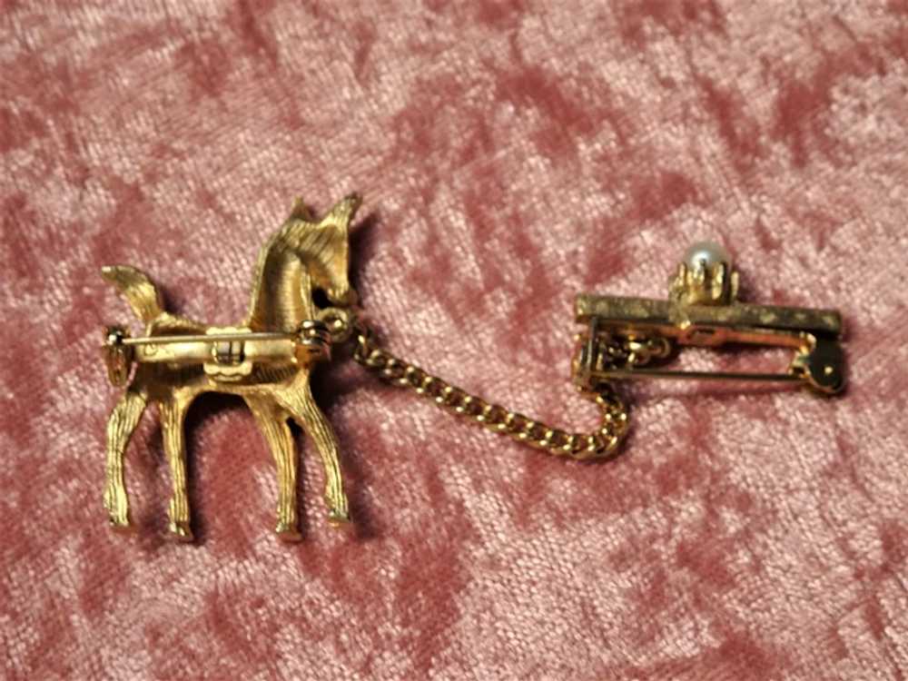 SWEET Vintage CORO Chatelaine Horse Pin,Pony Broo… - image 4