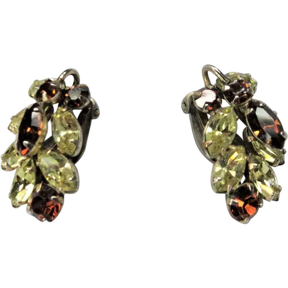 SPARKLING Sherman Signed Vintage 1950s Earrings,G… - image 1