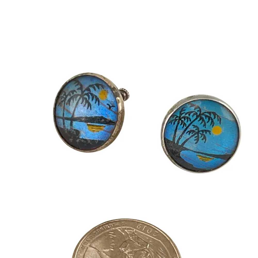 Butterfly Wing Earrings Palm Tree and water - image 4