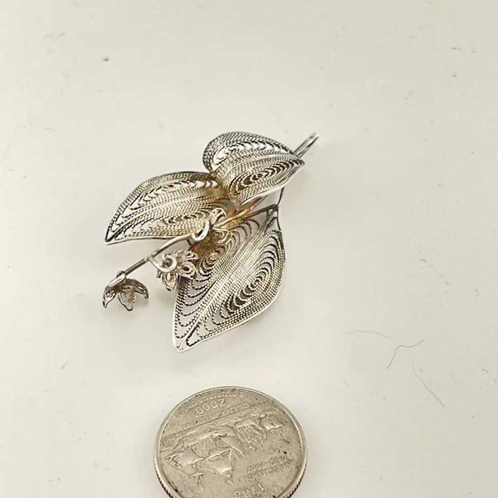 Spun 800 silver lily of the valley Brooch - image 3