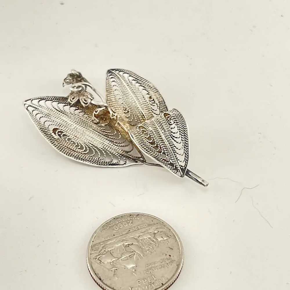 Spun 800 silver lily of the valley Brooch - image 5