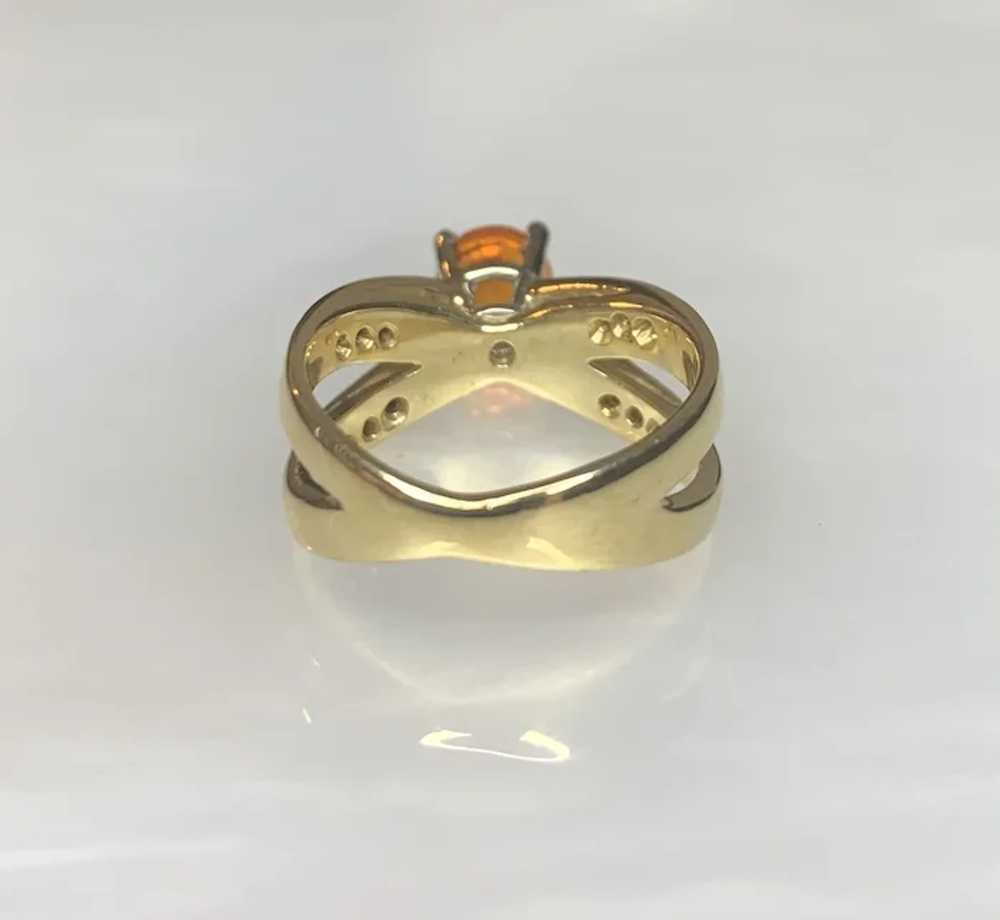 18K Yellow Gold Oval Cut Orange Sapphire Diamond … - image 4