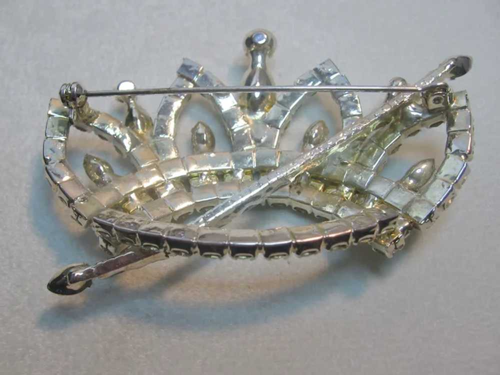 Vintage Large Clear Rhinestone Crown Brooch-Pin - image 3