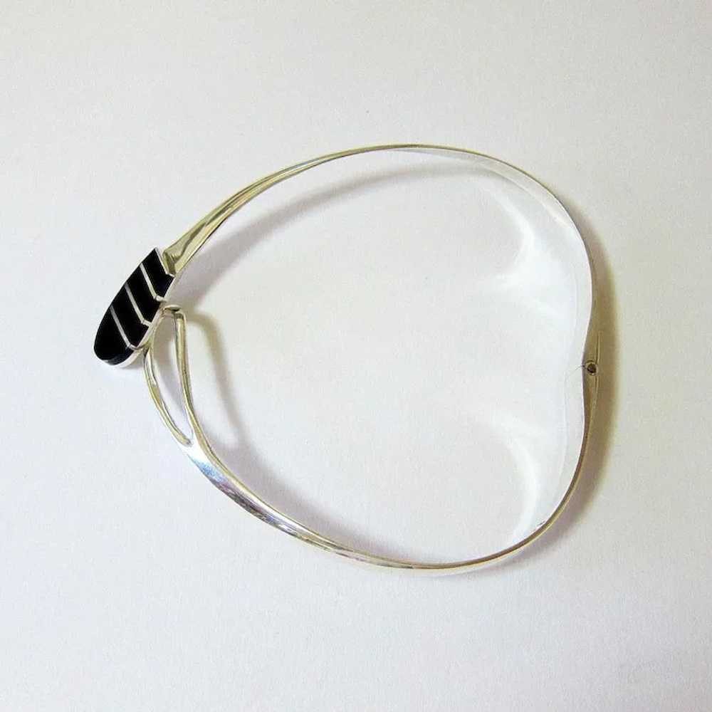 Modernist Black Enamel Sterling Silver Collar Nec… - image 2