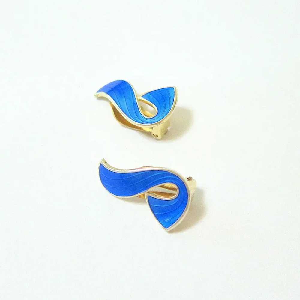 Blue Guilloche Gold Vermeil over Sterling Silver … - image 6