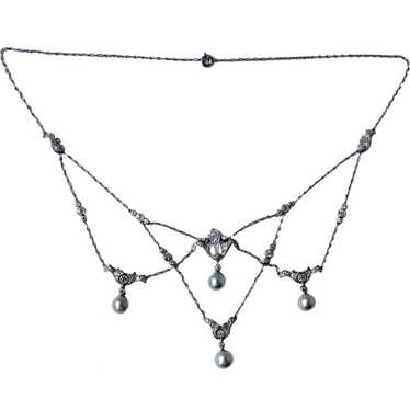 Edwardian Platinum 2.2 cttw Diamond Necklace - image 1