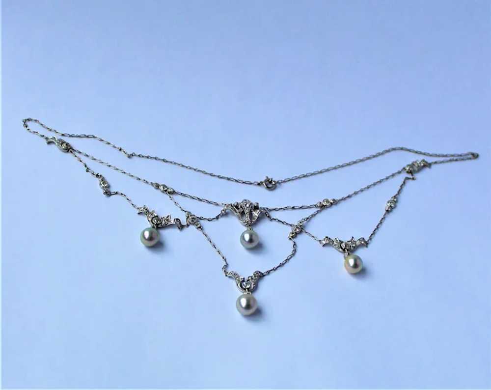 Edwardian Platinum 2.2 cttw Diamond Necklace - image 4