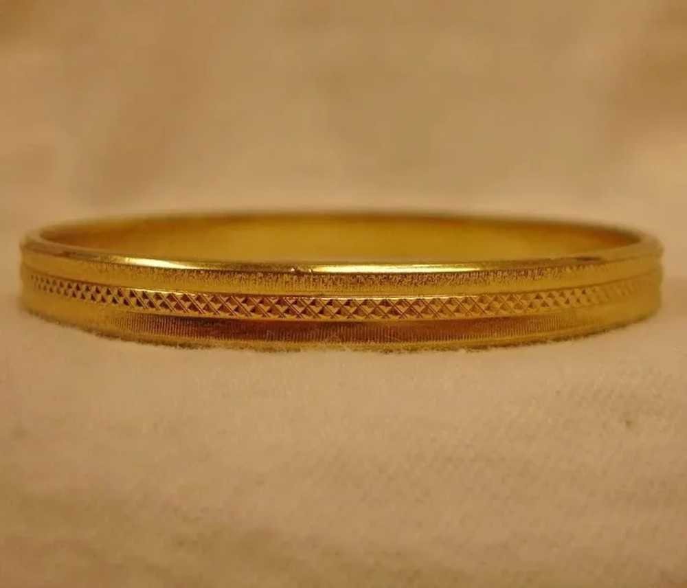 Vintage  Gold Tone Textured Bangle Bracelet - image 4