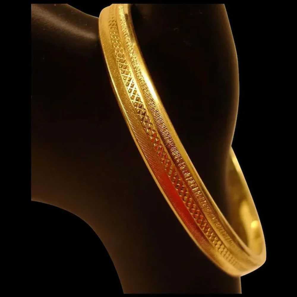 Vintage  Gold Tone Textured Bangle Bracelet - image 6