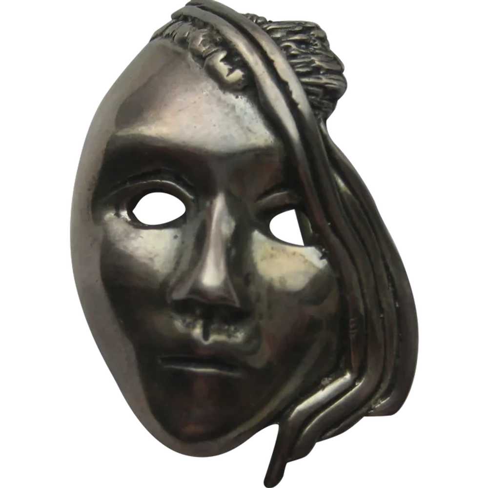 Vintage MASK ABSTRACT Sterling Silver Face Figura… - image 1