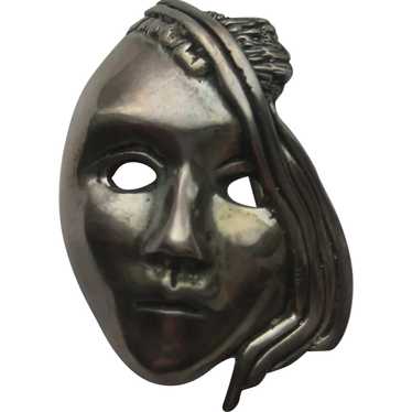 Vintage MASK ABSTRACT Sterling Silver Face Figura… - image 1