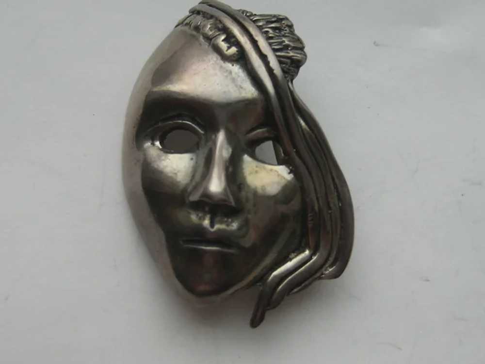 Vintage MASK ABSTRACT Sterling Silver Face Figura… - image 3