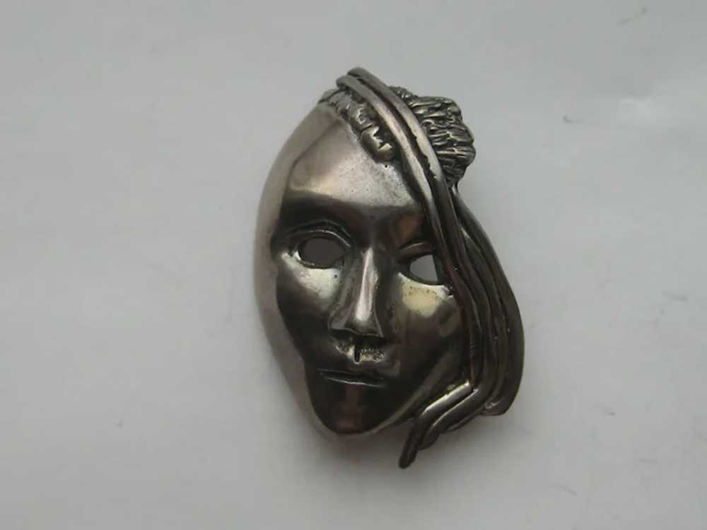 Vintage MASK ABSTRACT Sterling Silver Face Figura… - image 4