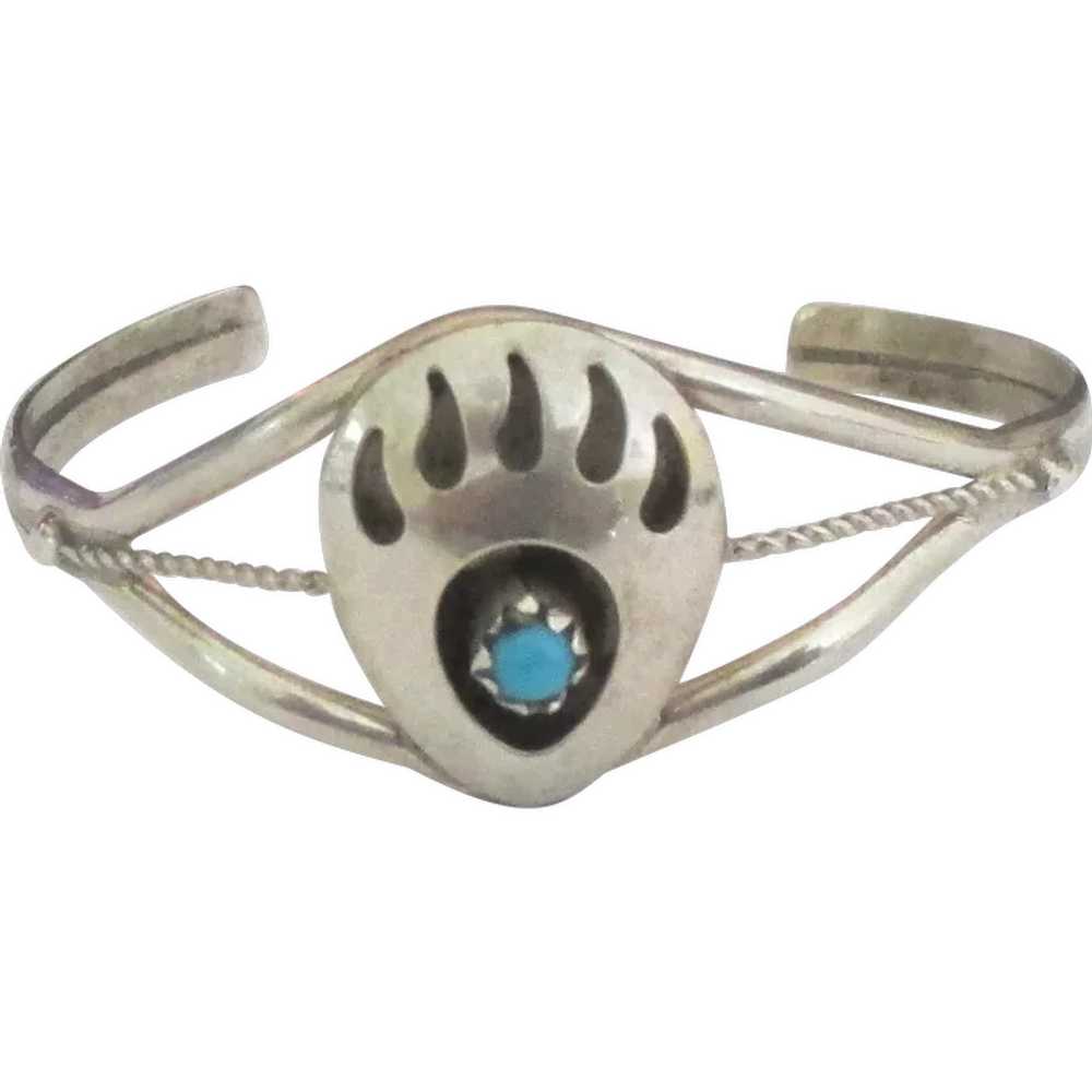 Vintage Navajo Sterling Bear Claw Baby Bracelet - image 1