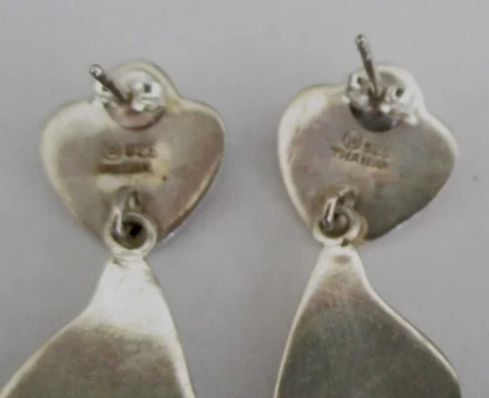 Graceful Swirled Sterling Dangle Pierced Earrings - image 2