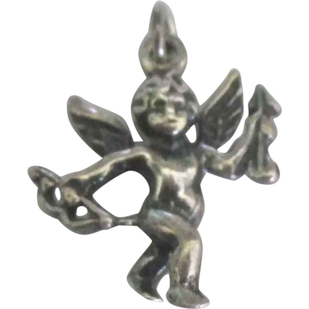 Sterling Winged Cupid with Box and Arrow Charm - image 1