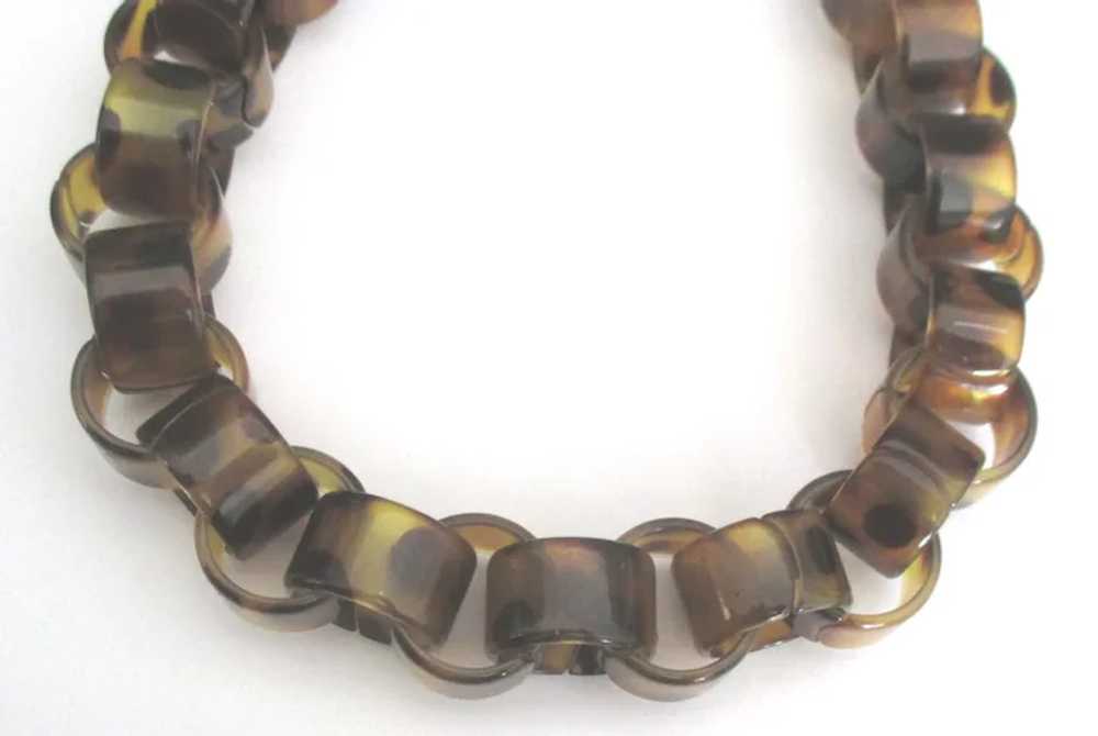 Wonderful Chunky Faux Tortoise Gold Tone Necklace - image 2