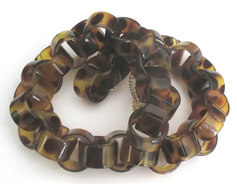 Wonderful Chunky Faux Tortoise Gold Tone Necklace - image 3