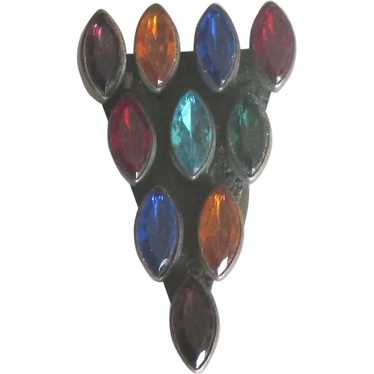 Vintage Jewel Tone Czech Glass Fur Clip - image 1