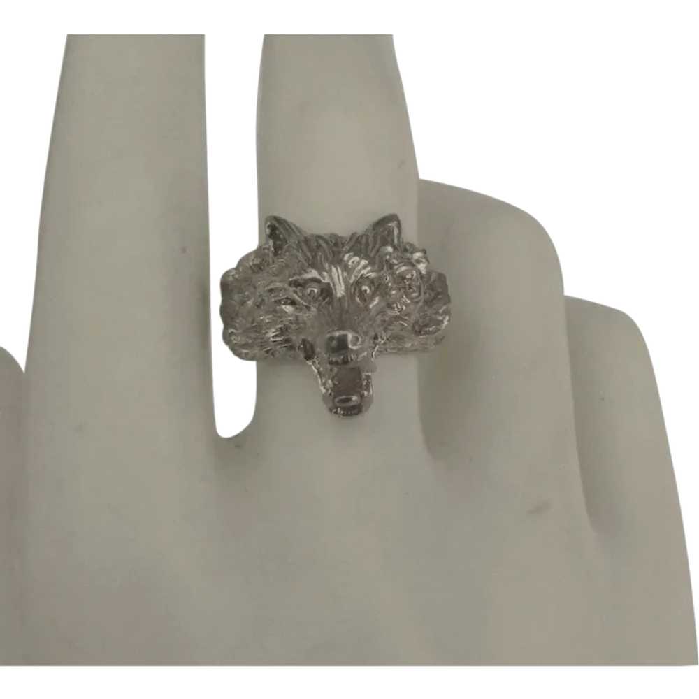 Fabulous Dimensional Sterling Wolf Ring- Size 8 1… - image 1