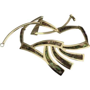 Graceful Vintage Sterling inlaid Abalone Necklace - image 1