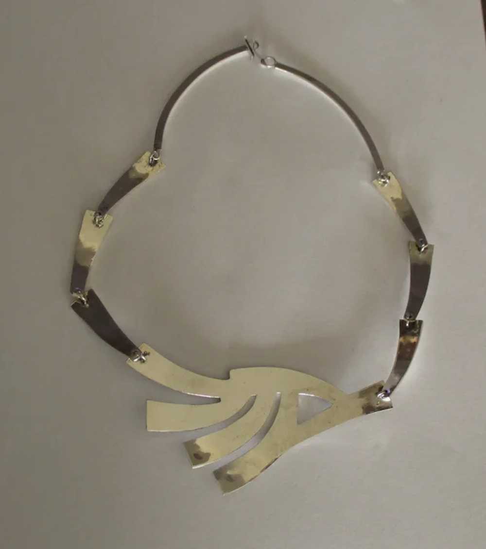Graceful Vintage Sterling inlaid Abalone Necklace - image 3