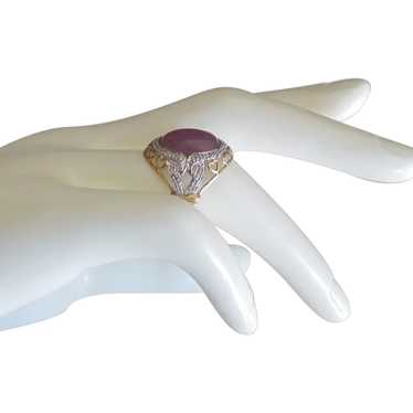 10K Purple Jade Cabochon Ring- Size 5  3/4 - image 1