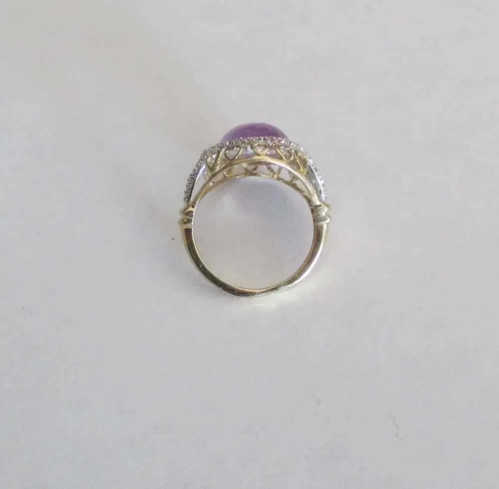 10K Purple Jade Cabochon Ring- Size 5  3/4 - image 3