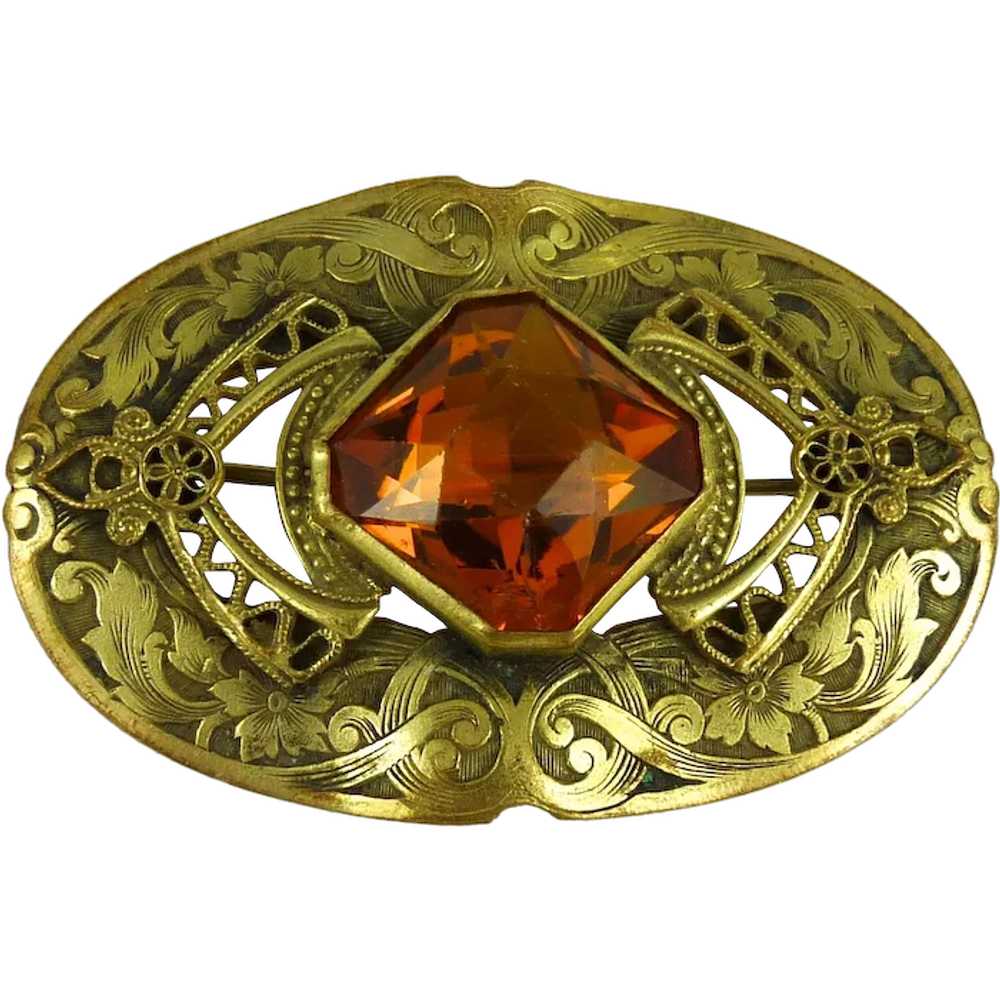 Antique Art Nouveau Brass Sash Pin - image 1