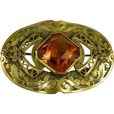 Antique Art Nouveau Brass Sash Pin
