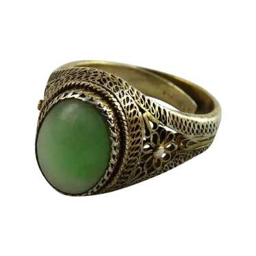 Chinese Export Filigree Jade Ring
