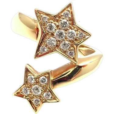 Authentic! Chanel Comete 18k Yellow Gold Star Diam