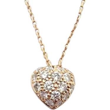 Authentic! Cartier Small Heart 18k Rose Gold Pave 