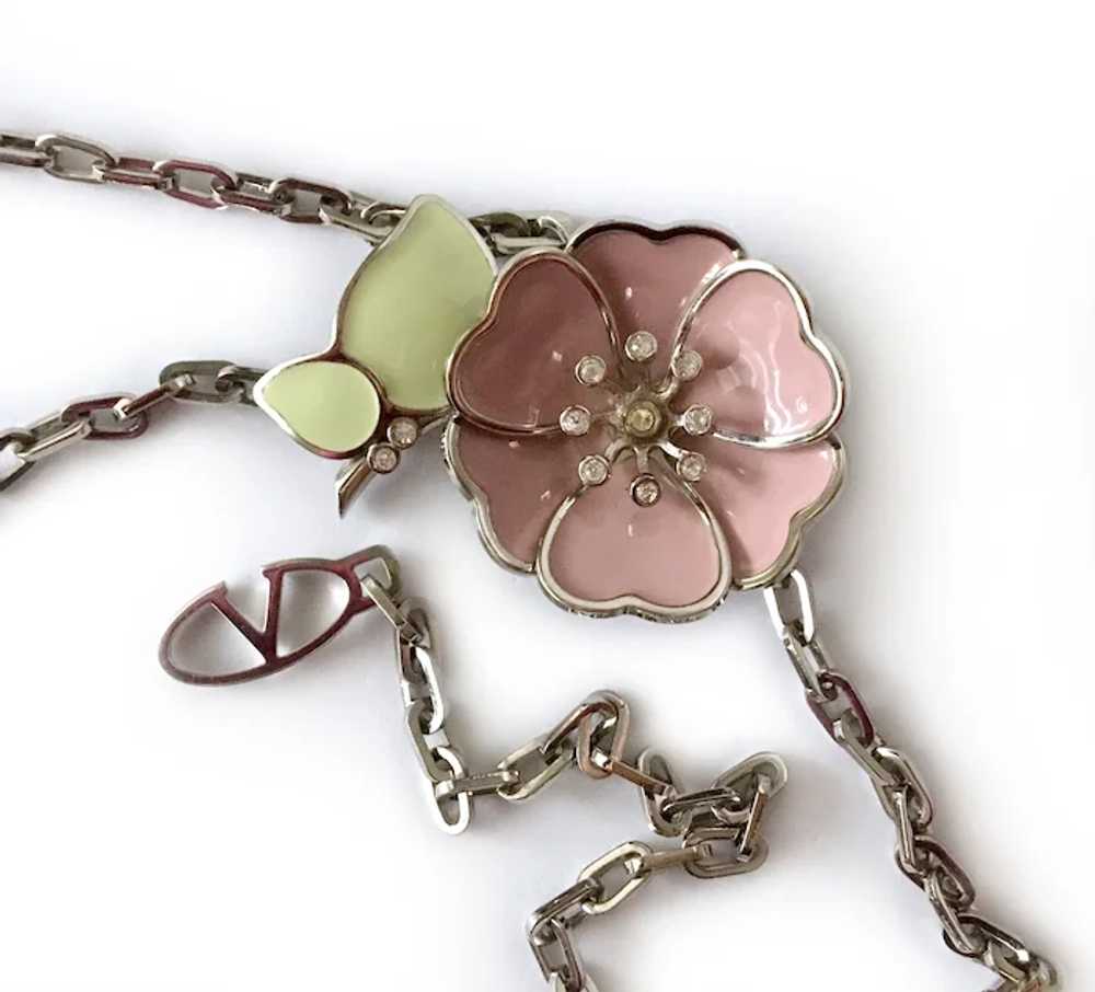 Silvertone Chain & Enamel Flower Belt-cum-Y Neckl… - image 7