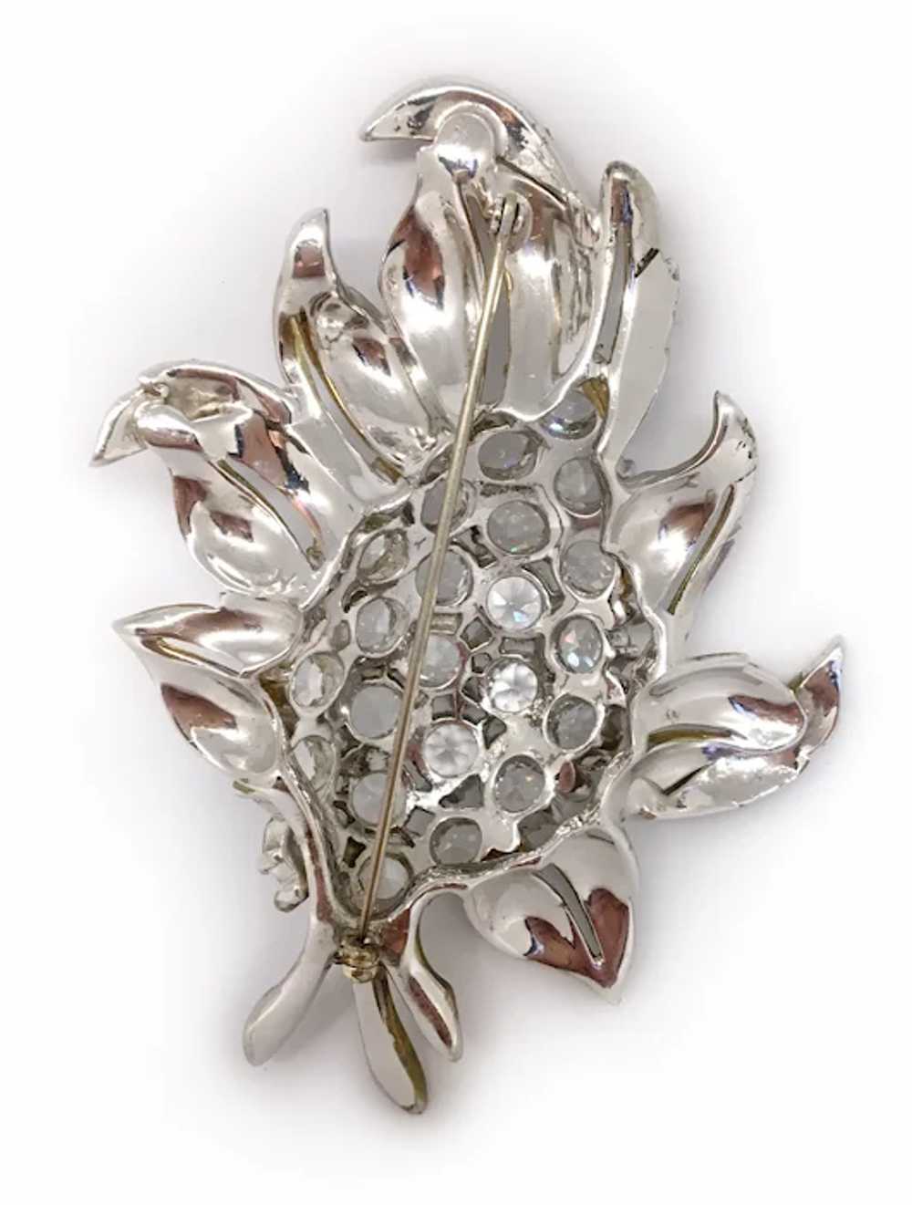 Huge Floral Spray Brooch with Glittery Crystals: … - image 10