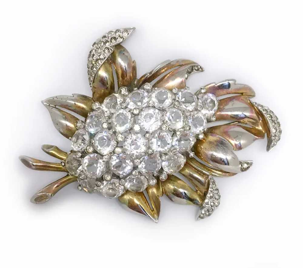 Huge Floral Spray Brooch with Glittery Crystals: … - image 5