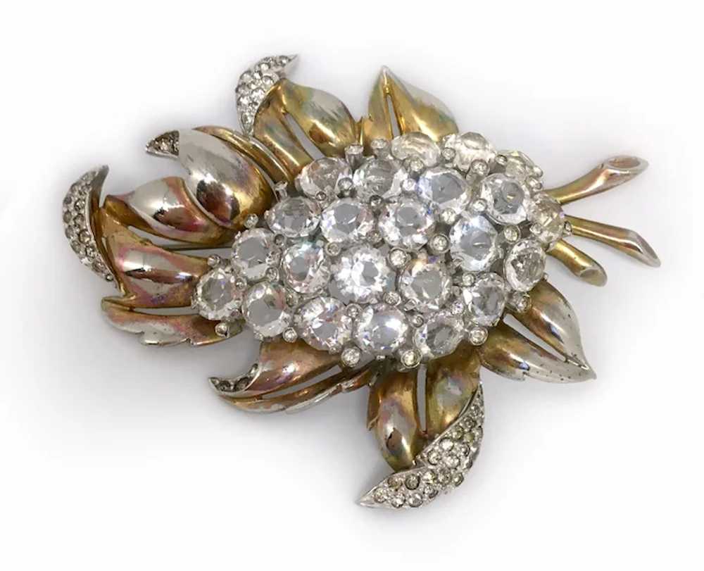 Huge Floral Spray Brooch with Glittery Crystals: … - image 6
