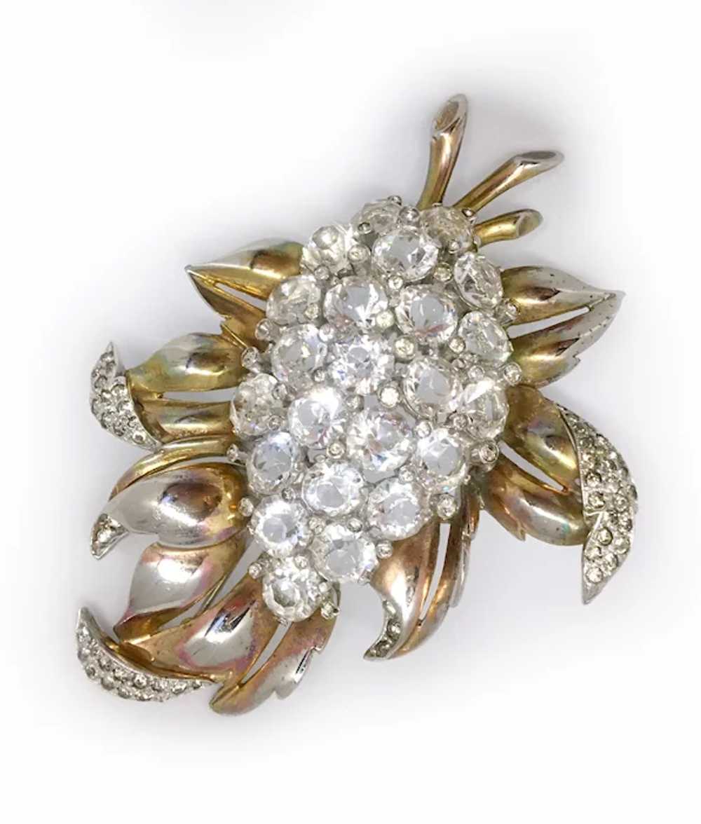 Huge Floral Spray Brooch with Glittery Crystals: … - image 8
