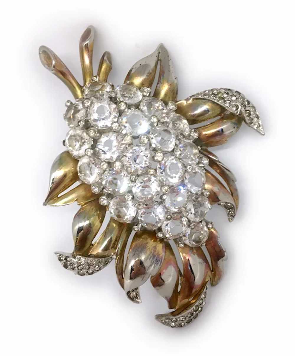 Huge Floral Spray Brooch with Glittery Crystals: … - image 9