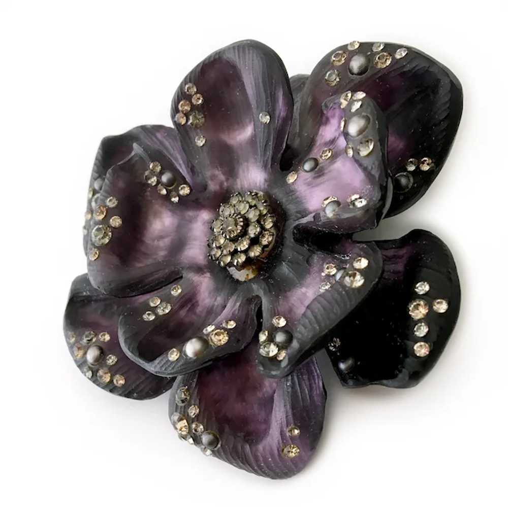 Bittar Glowing Purple Flower Brooch with Glitzy '… - image 5