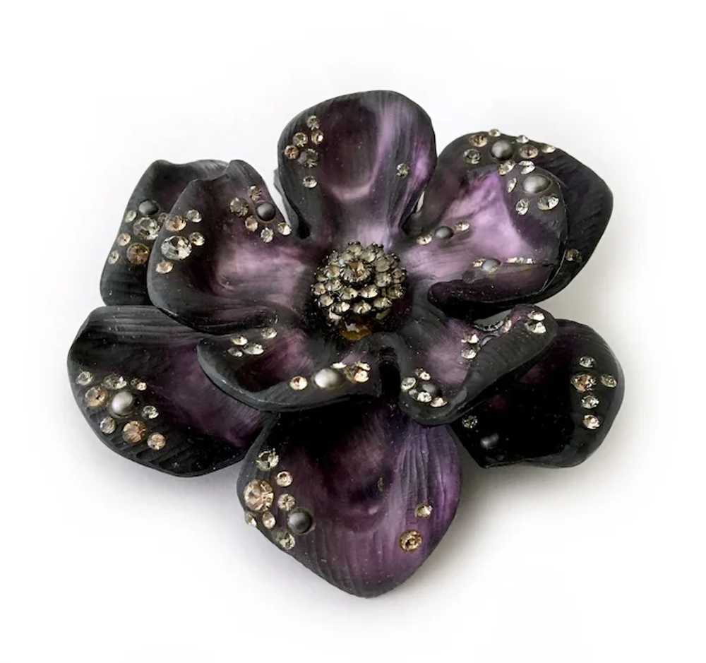Bittar Glowing Purple Flower Brooch with Glitzy '… - image 6