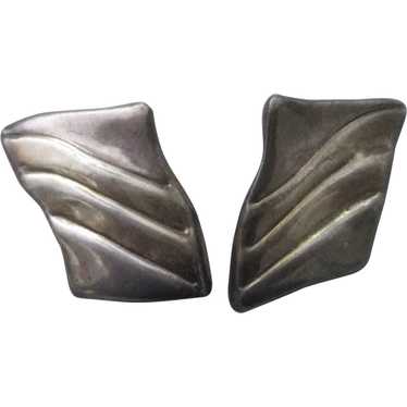 Sterling Silver Vintage Clip Earrings - image 1